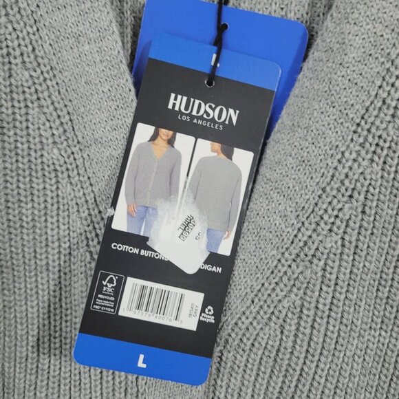 NEW Hudson Los Angeles Cotton Button-Up Cardigan Sweater Gray Womens L// 25CT - Picture 3 of 7